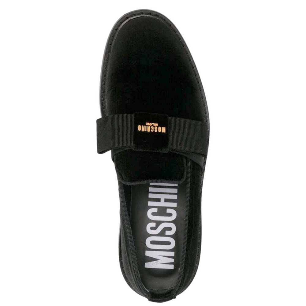 MOSCHINO  Logo-Lettering Velvet Loafers